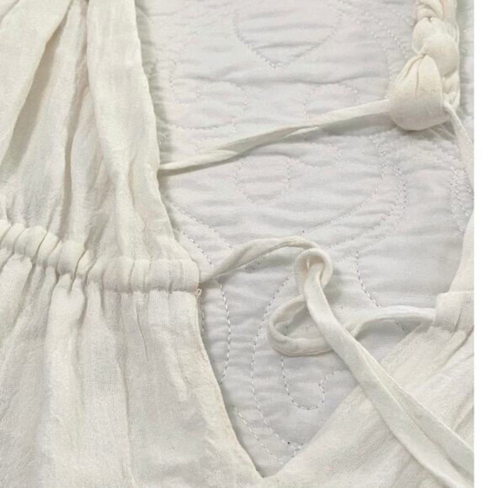 Alexis Maxi Gauze White Dress Deep V Bohemian Coastal Resort Womens Small - Picture 11 of 13